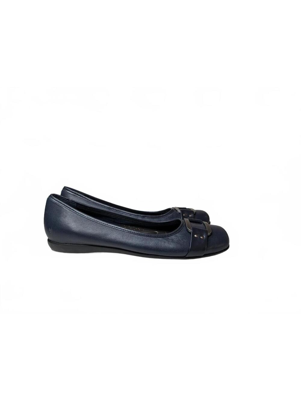 Trotters Sizzle Navy Blue Ballet Flats with Metal Buckle 8.5 Narrow - Picture 3 of 6